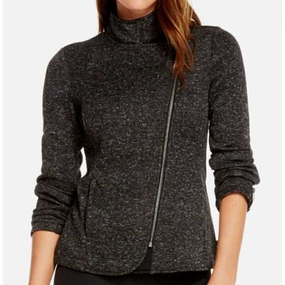 Fabletics Women's Calypso Jacket Grey Moto Asymmetrical Athletic Jacket Size XL - Picture 1 of 16